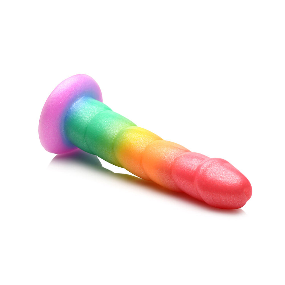 Simply Sweet Swirl 6.5 in. Silicone Dildo Rainbow