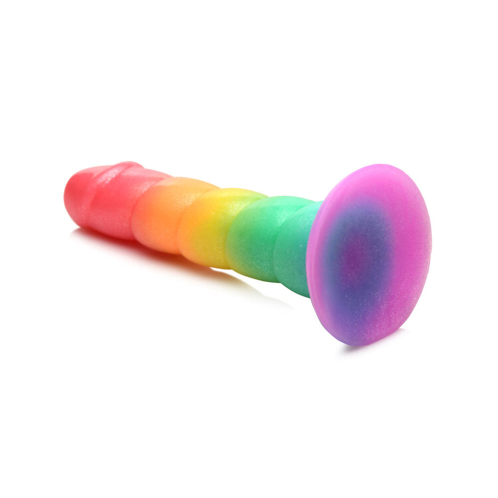 Simply Sweet Swirl 6.5 in. Silicone Dildo Rainbow