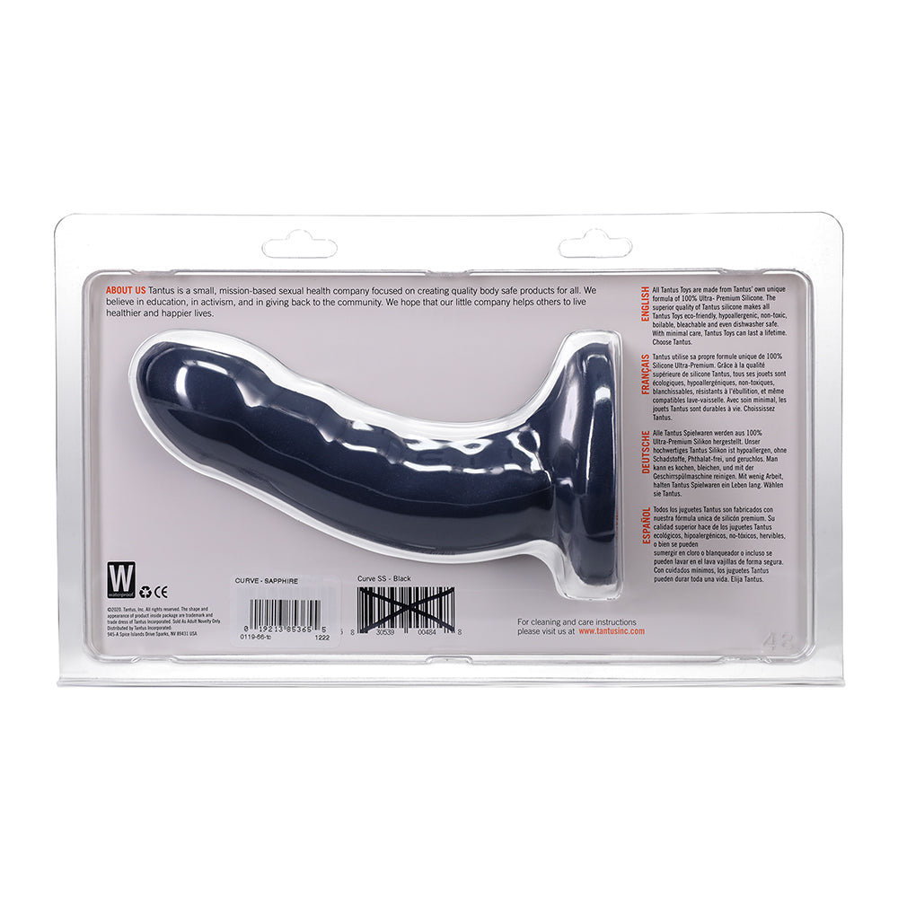 Tantus Curve 6.5 in. Dildo Medium-Firm Sapphire