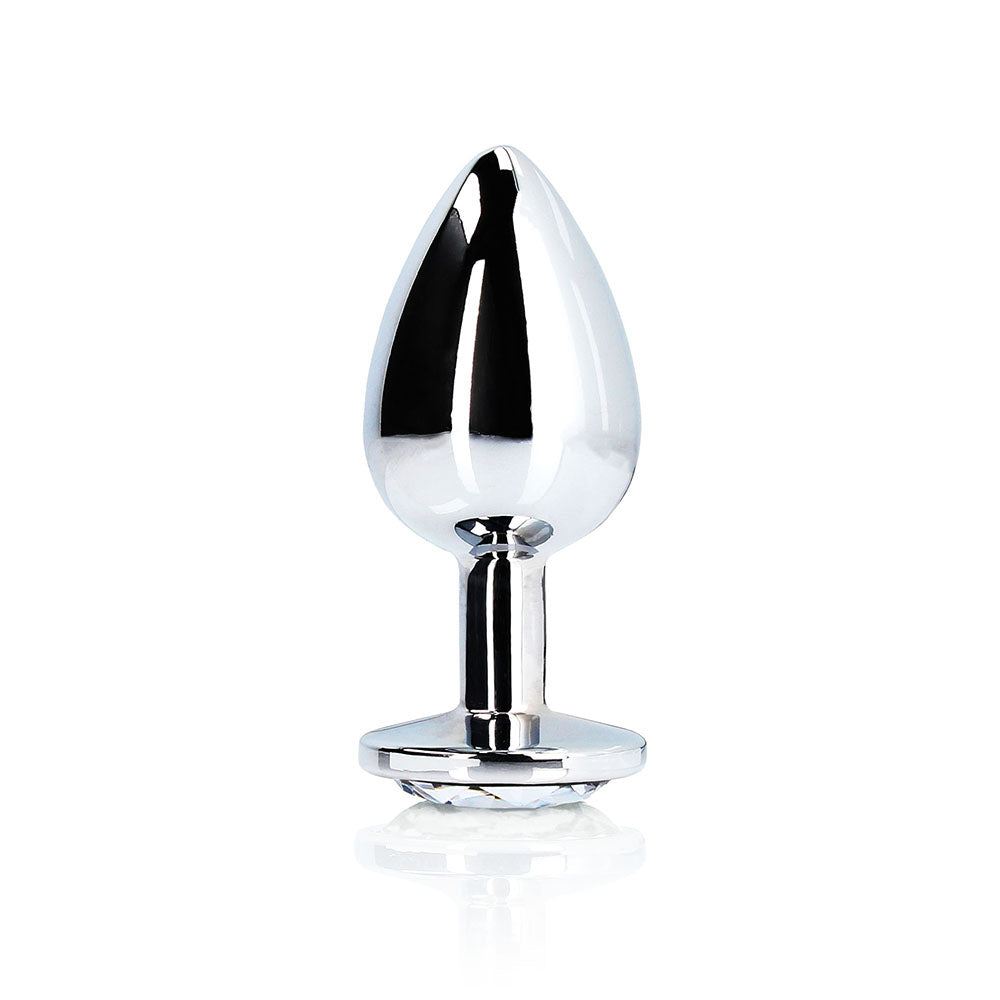 Ouch! Round Gem Butt Plug Large Silver/Diamond