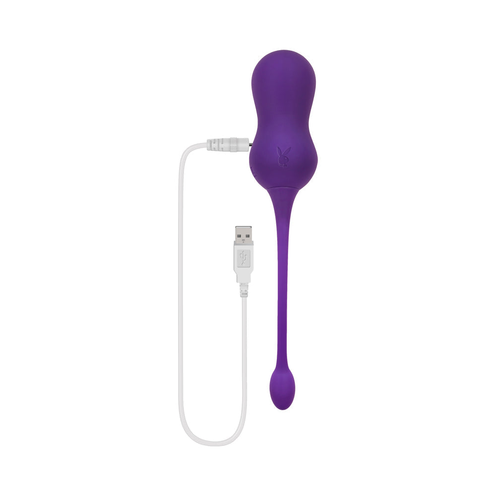 Playboy Double Time Rechargeable Remote Controlled Vibrating Silicone Dual Kegel Balls Acai