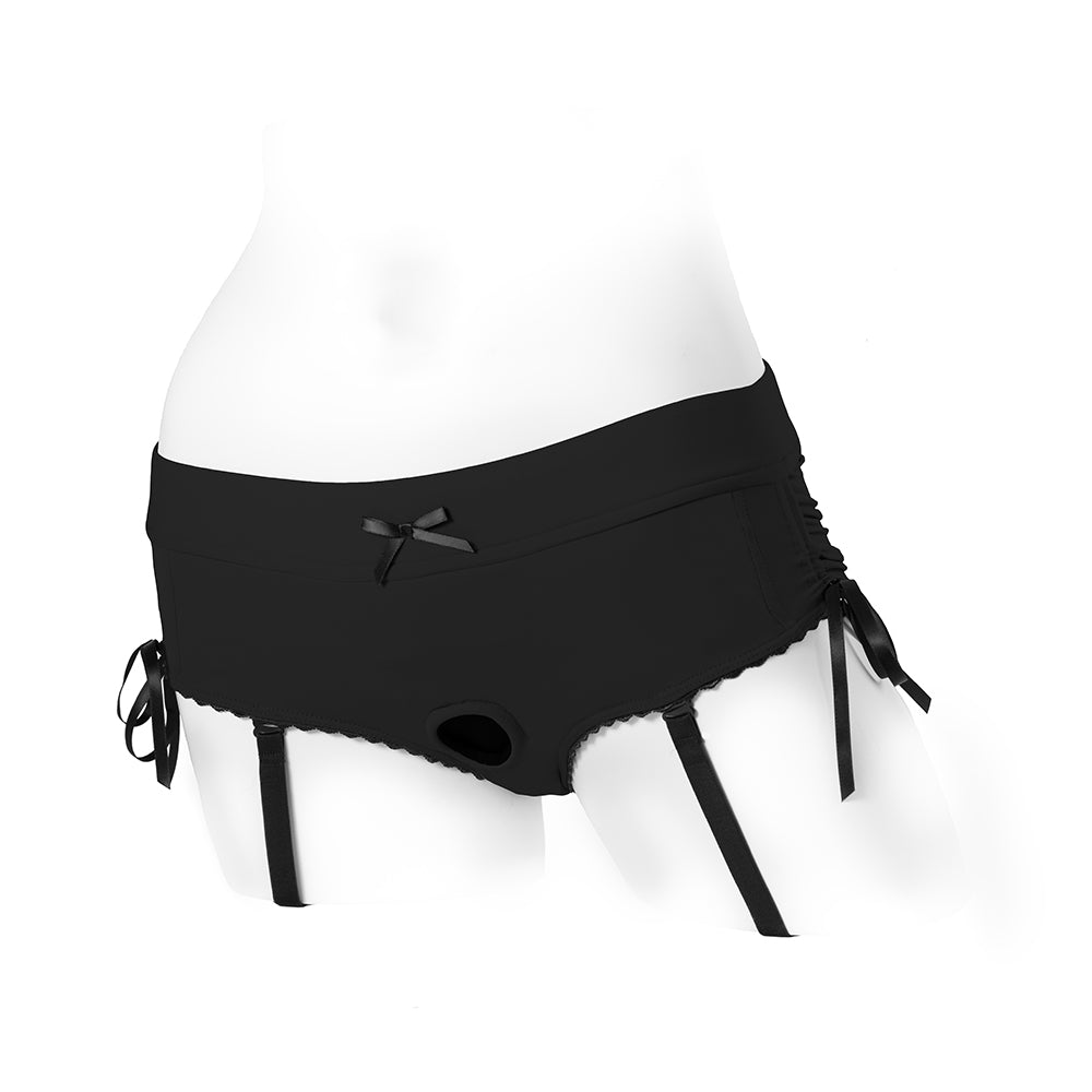 SpareParts Sasha Cinch Booty Short Harness Black Size XS