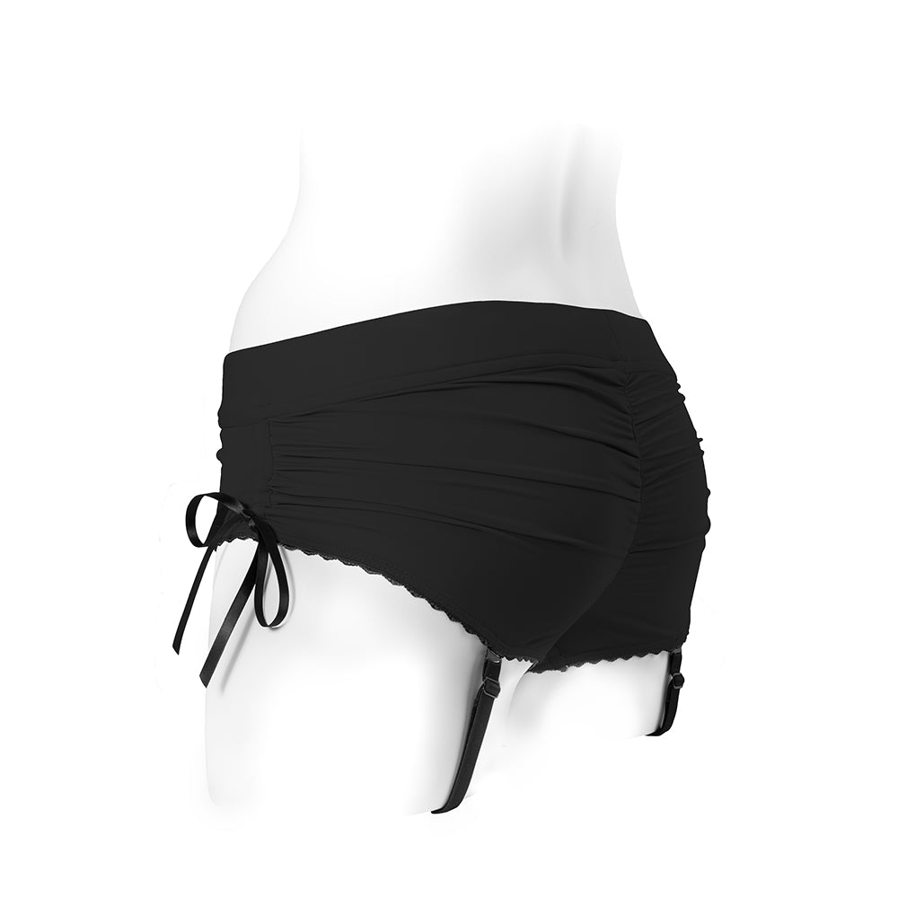 SpareParts Sasha Cinch Booty Short Harness Black Size XS