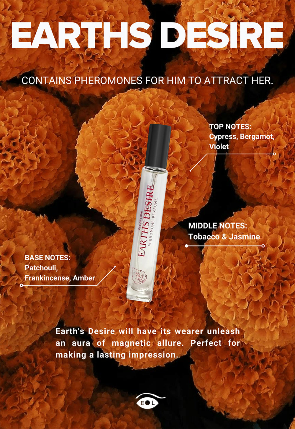Eye of Love Bloom Attract Her Pheromone Parfum Earth''s Desire 0.34 oz.