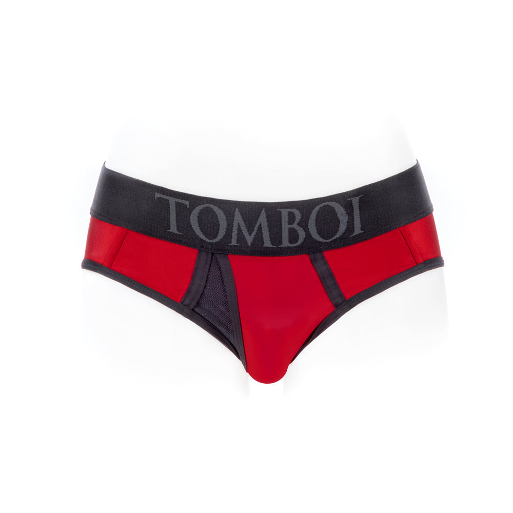 SpareParts Tomboi Cover Brief Style Underwear Harness Nylon Red/Black 5XL