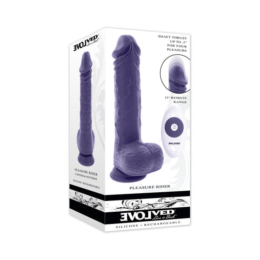 Evolved Pleasure Rider Rechargeable Dildo with Remote Silicone Purple - product photo