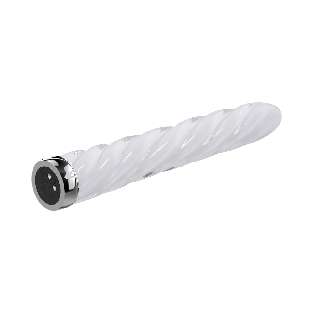 Playboy In A Twist Rechargeable Glass Vibrator White