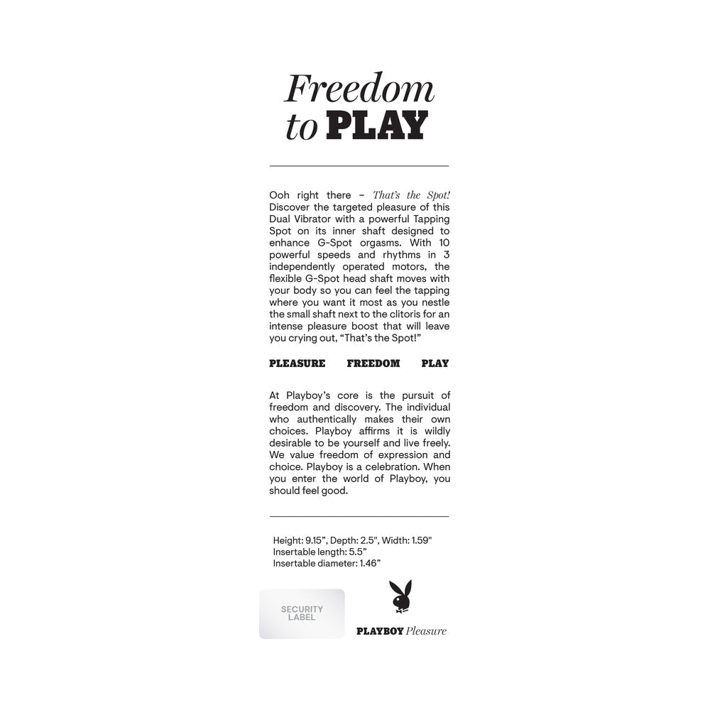 Playboy That''s The Spot Rechargeable Vibrating Dual Stimulator Vibe Silicone 2 AM
