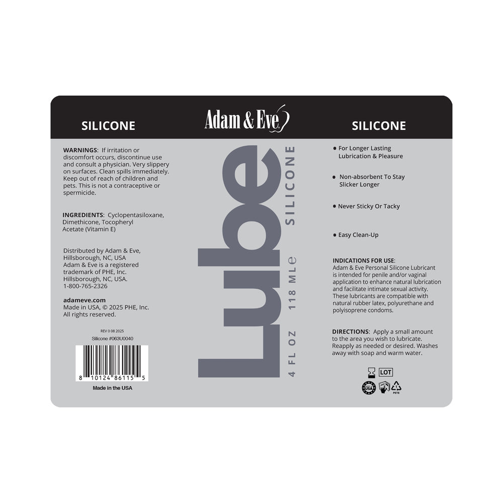 Adam & Eve Personal Silicone Lubricant 4 oz.