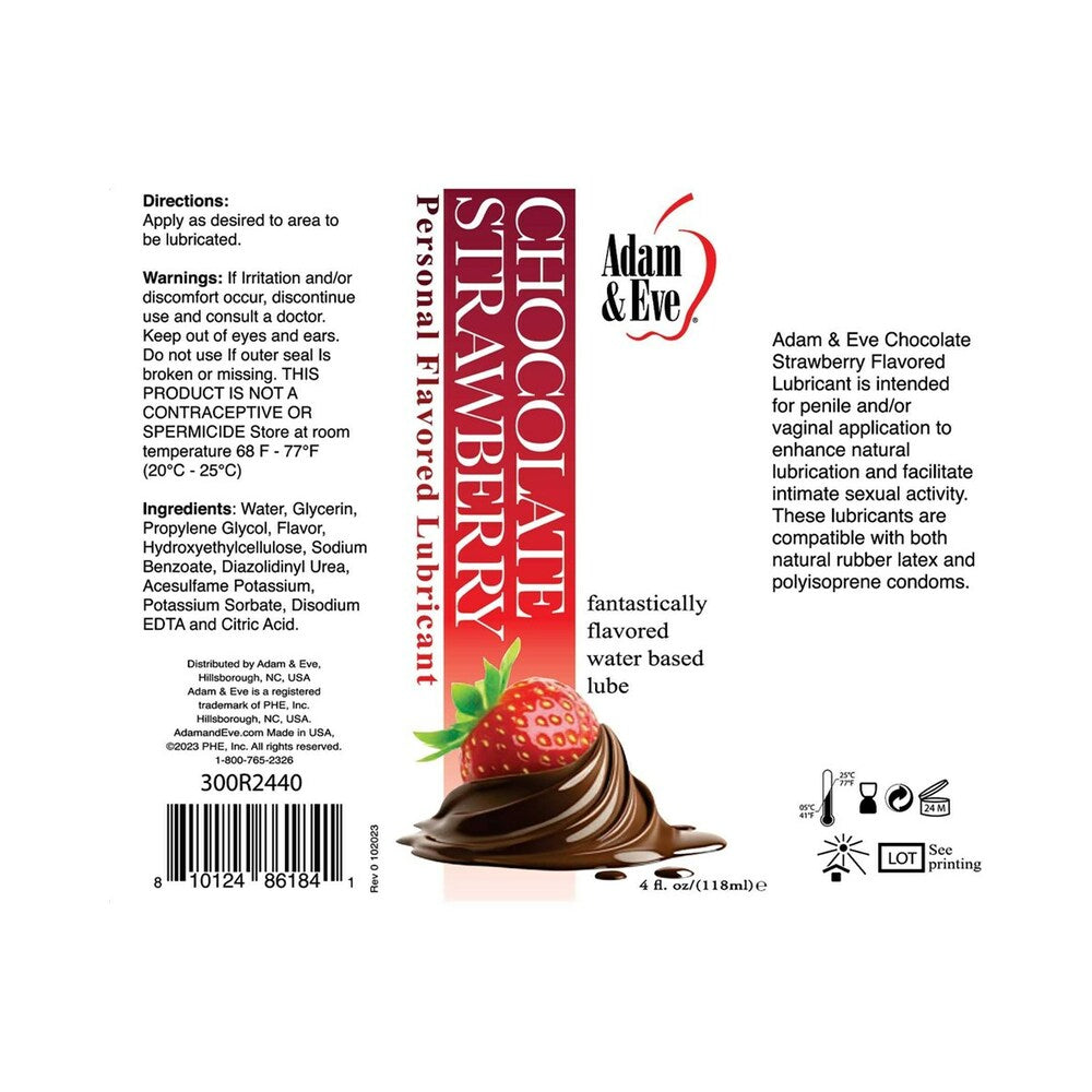 Adam & Eve Flavored Lubricant Chocolate Strawberry 4 oz.