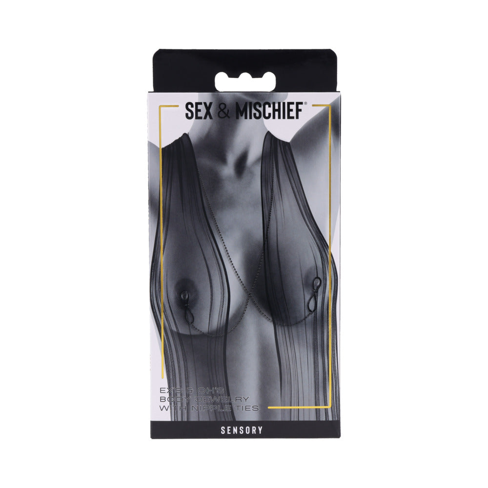 Sportsheets Sex & Mischief Ex''s & Oh''s Body Jewelry with Nipple Ties