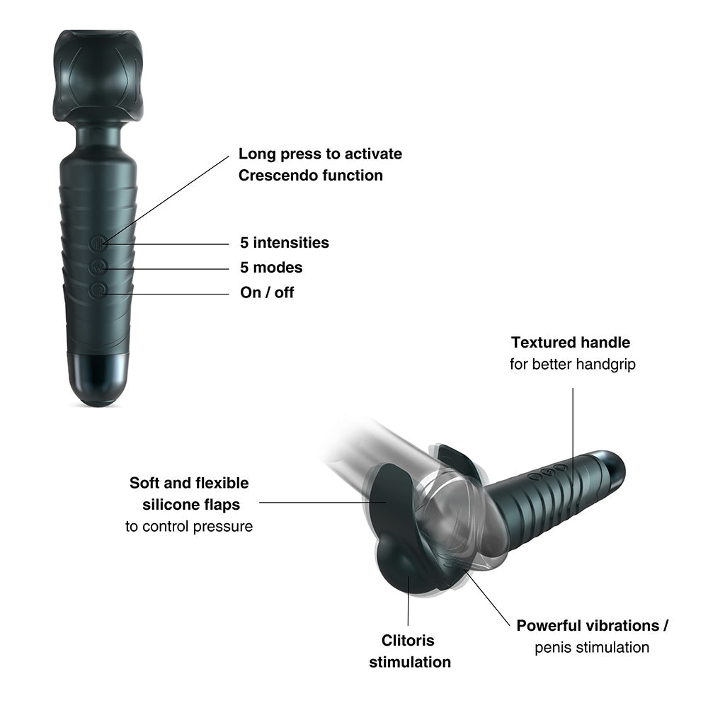 MAN WAN Man.Wand Evo 2-in-1 Frenulum Stimulator & Wand with Crescendo Pine Grey