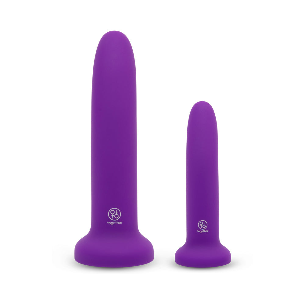 Together Duo Silicone 2-Piece 5.5 in. & 7.75 in. Dildo and Harness Set Purple