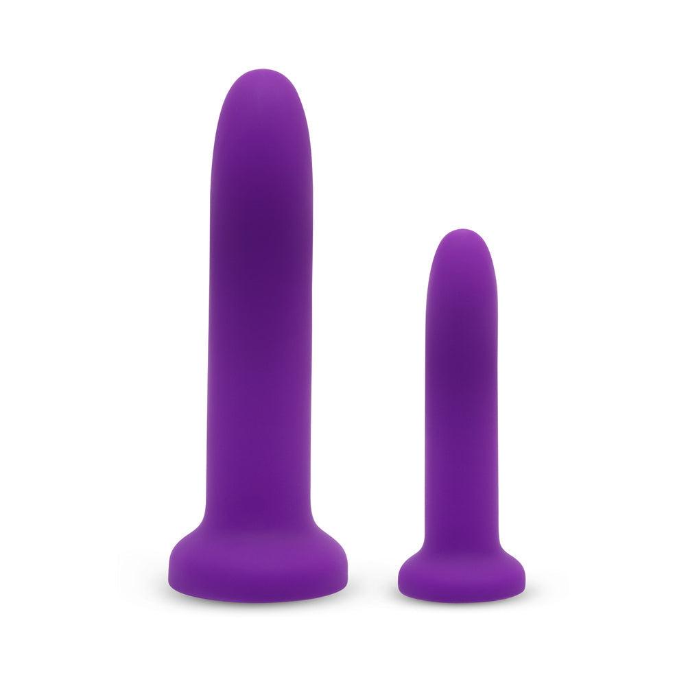 Together Duo Silicone 2-Piece 5.5 in. & 7.75 in. Dildo and Harness Set Purple