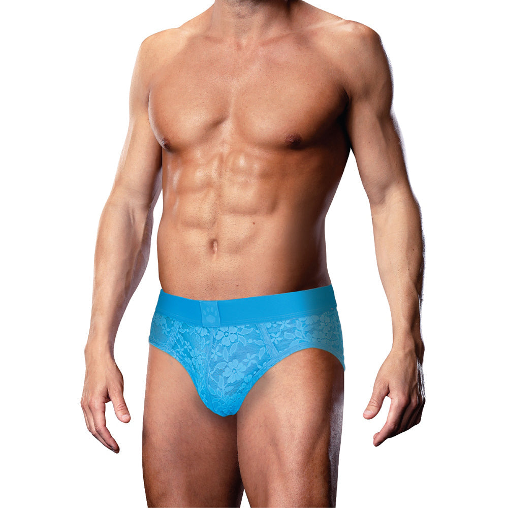 Prowler Lace Open Back Brief Neon Blue M