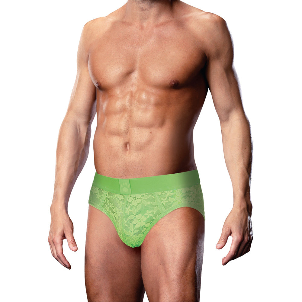 Prowler Lace Open Back Brief Neon Green XL