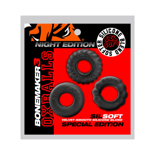 Oxballs Bonemaker 3-Pack Boner Cockring Kit Special Edition Night - product photo