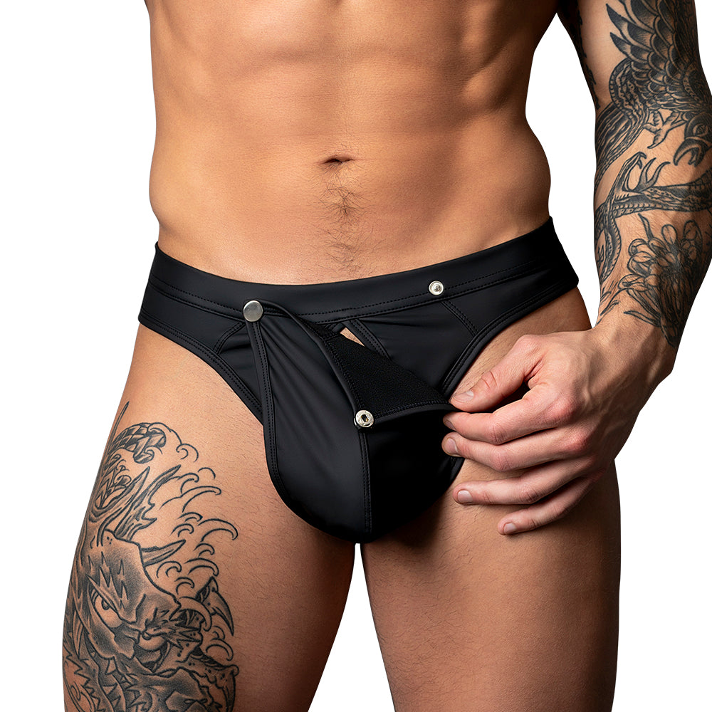 Male Power Oh Snap! Snap off Thong Black L/XL