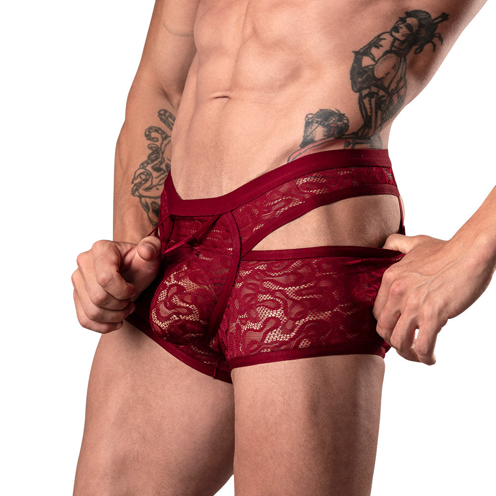 Male Power Lucifer Cutout Short Burgundy XL