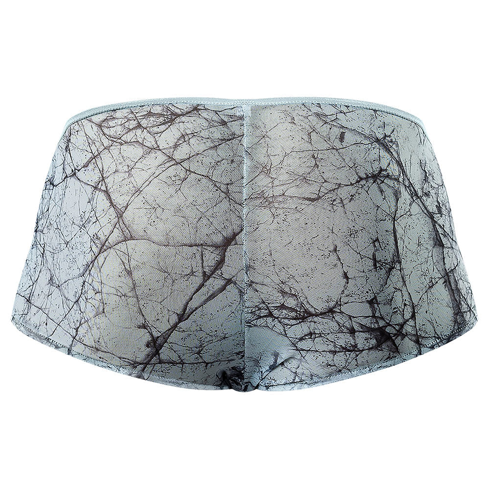 Male Power Marble Mesh Micro Mini Short Silver Blue S