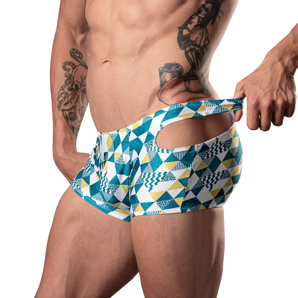 Male Power Cut It Out! Cutout Mini Short Blue/White M