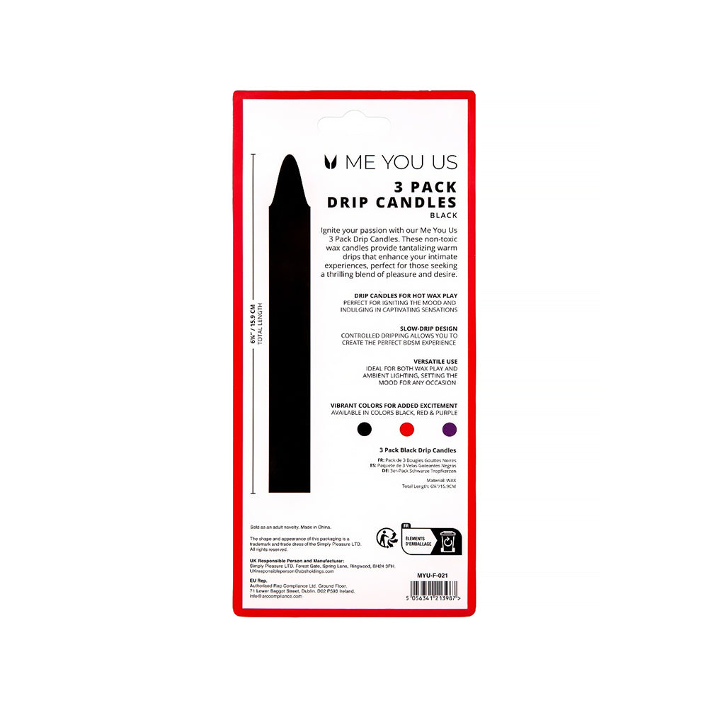 Me You Us Drip Candles 3 Pack Black