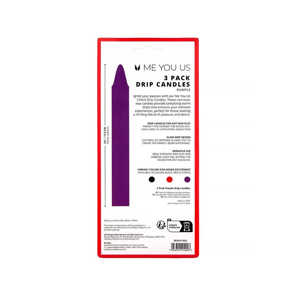 Me You Us Drip Candles 3 Pack Purple