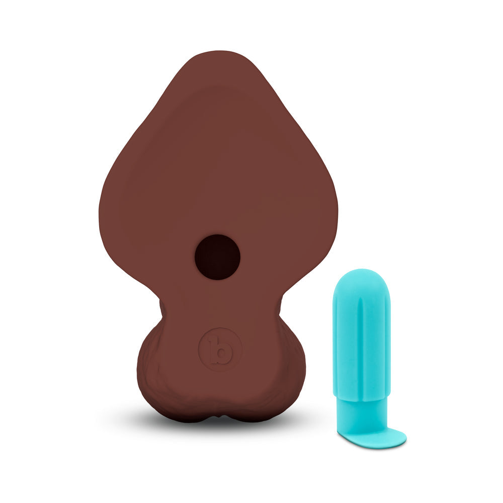 b-Vibe Slipskin Realistic Silicone Dildo 10 in. Curved Brown