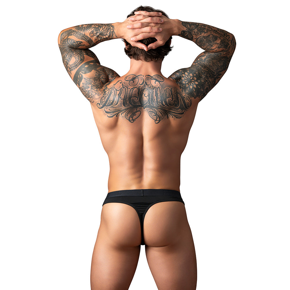Male Power Open Ended Thong Open Black S/M