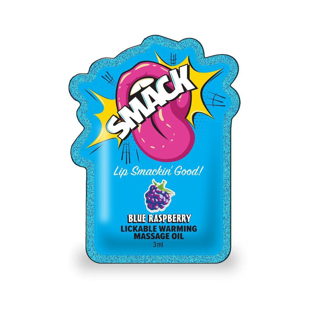 Smack Lickable Massage Oil 3 ml Pouch Blue Raspberry 36-Piece Display