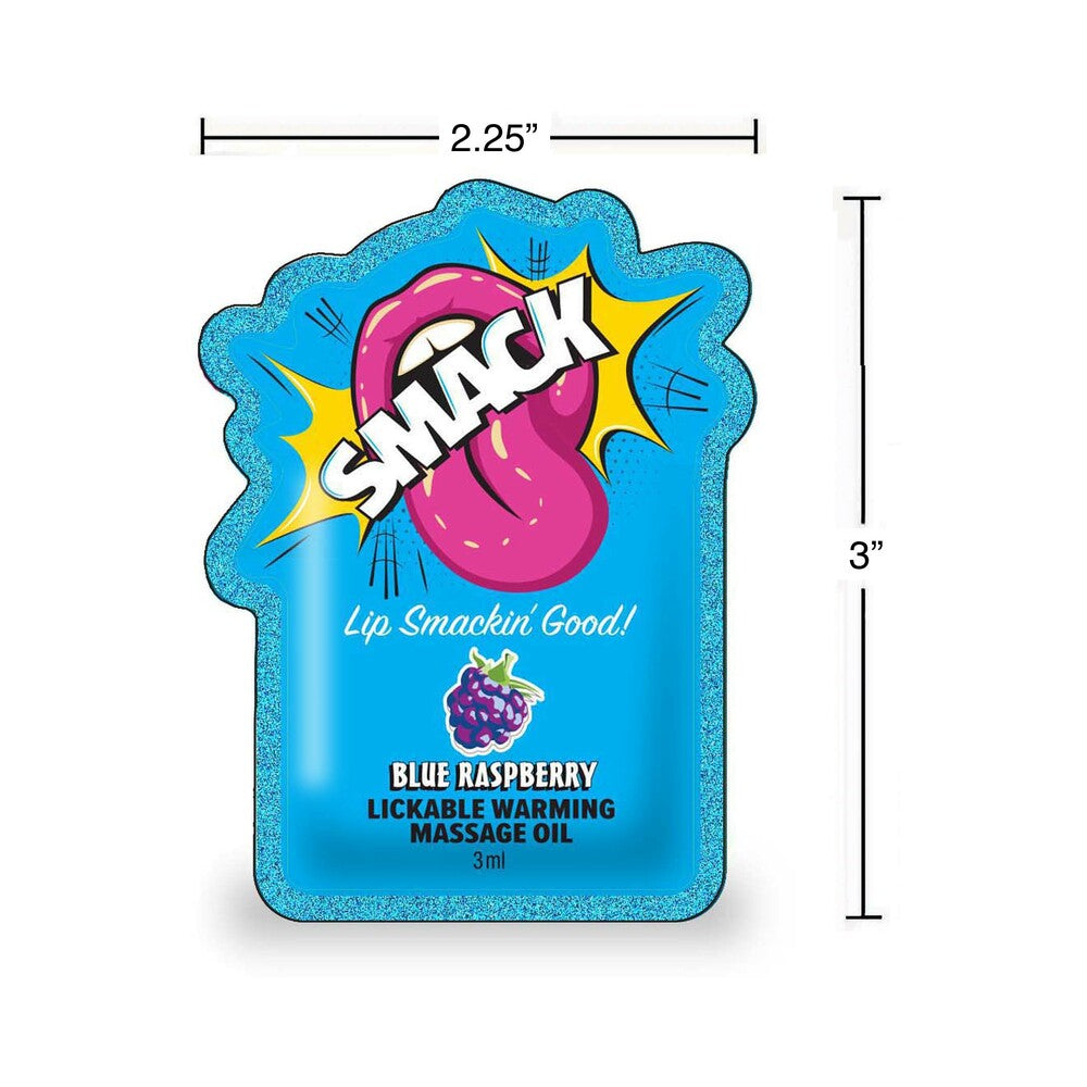 Smack Lickable Massage Oil 3 ml Pouch Blue Raspberry 36-Piece Display