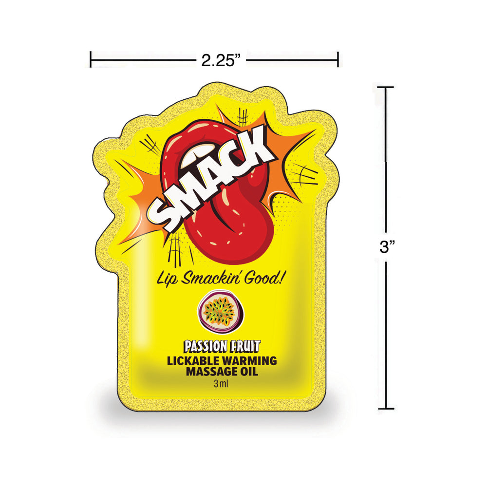 Smack Lickable Massage Oil 3 ml Pouch Passion Fruit 36-Piece Display