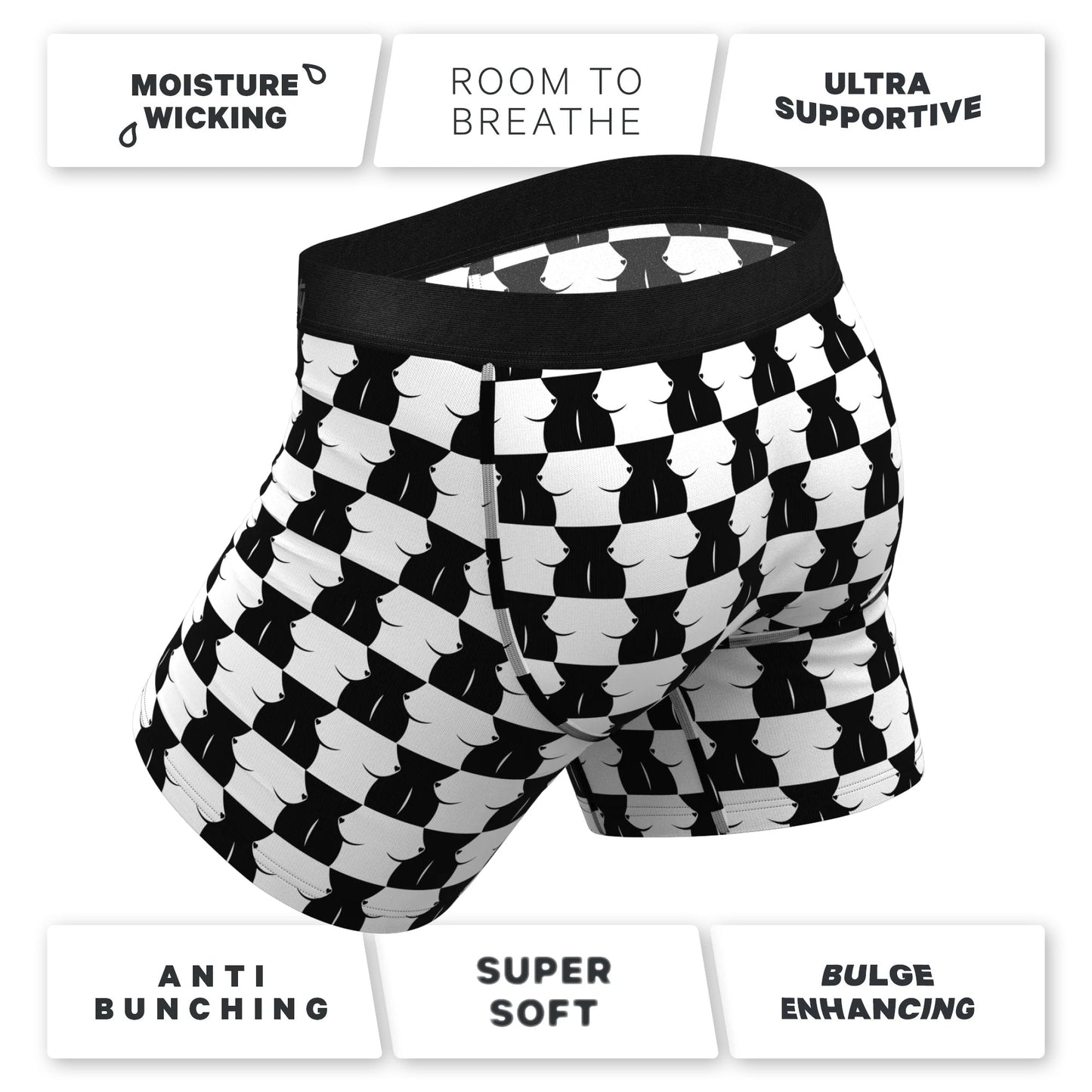 Shinesty The Chest Mate Checkered Ball Hammock Pouch Underwear with Fly M