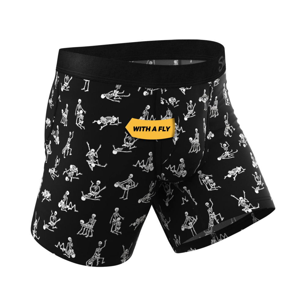 Shinesty The Bare Back Bones Glow-in-the-Dark Skeletons Ball Hammock Pouch Underwear with Fly 2XL