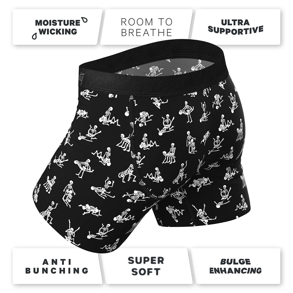 Shinesty The Bare Back Bones Glow-in-the-Dark Skeletons Ball Hammock Pouch Underwear with Fly 2XL