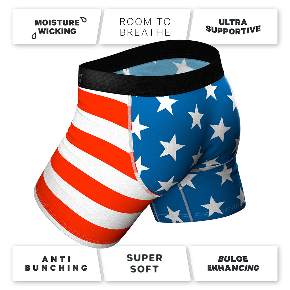 Shinesty The Mascot American Flag Ball Hammock Pouch Underwear with Fly XL