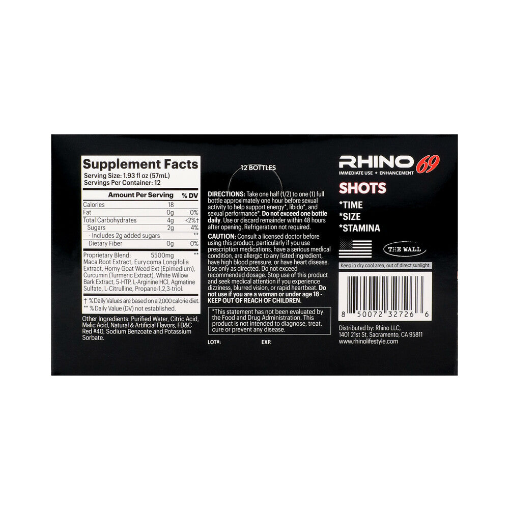Rhino 69 Liquid Shots 2 oz. Bottles 12-Pack Display