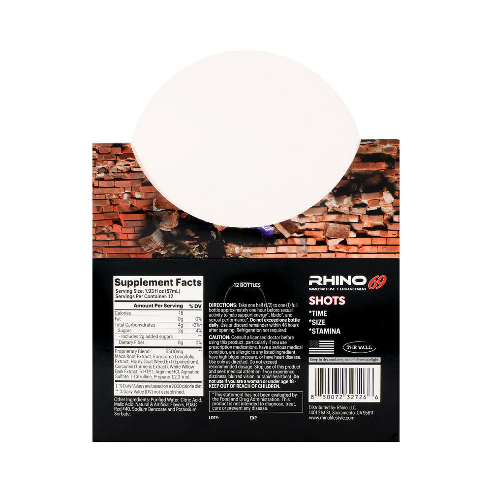 Rhino 69 Liquid Shots 2 oz. Bottles 12-Pack Display