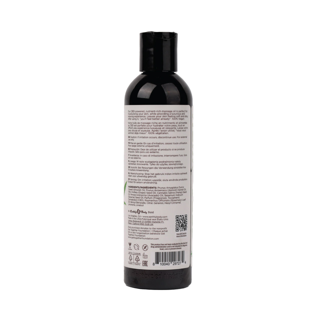 Earthly Body Hemp Seed CBD Relaxing Massage and Body Oil Naked in the Woods 8 oz.