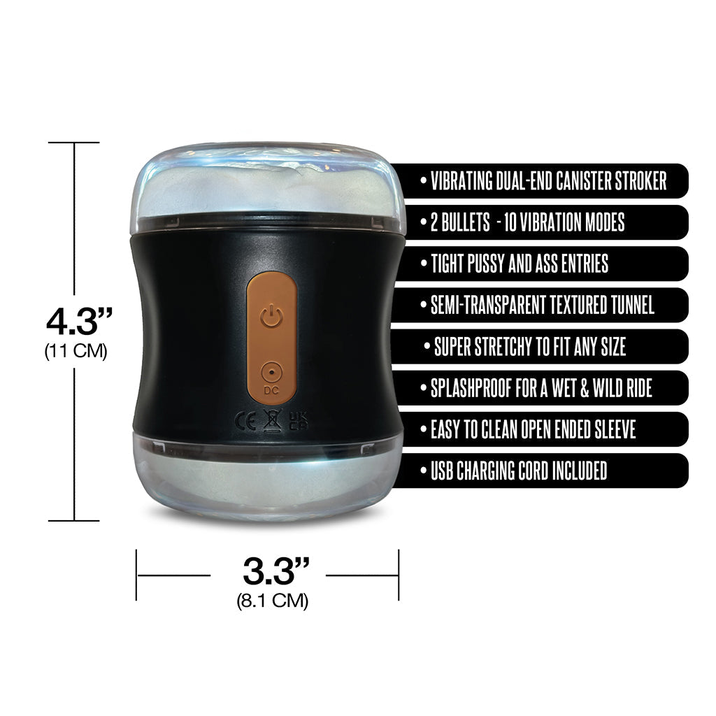 MSTR B8 Clear-View Vibrating Dual End Stroker, Double Play Pro