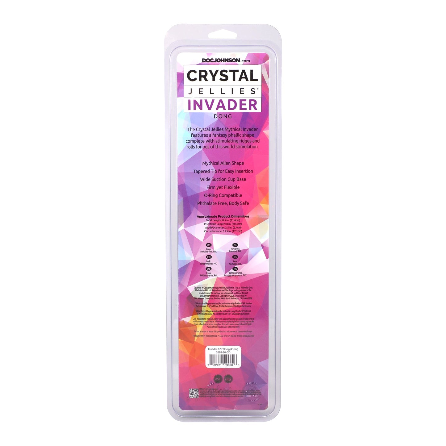 Crystal Jellies Invader 8.5 in. Dildo Clear