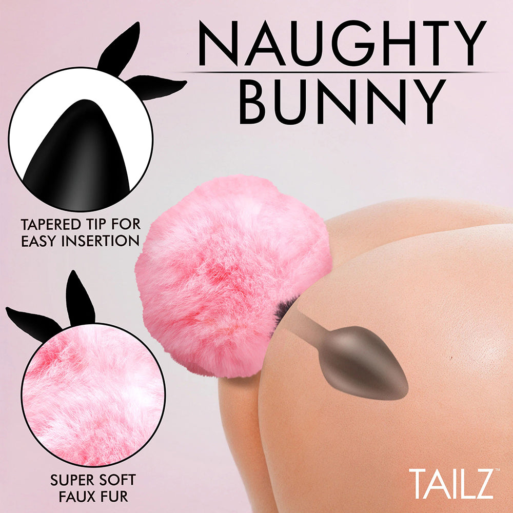 Tailz Fluffy Bunny Tail Silicone Plug Pink