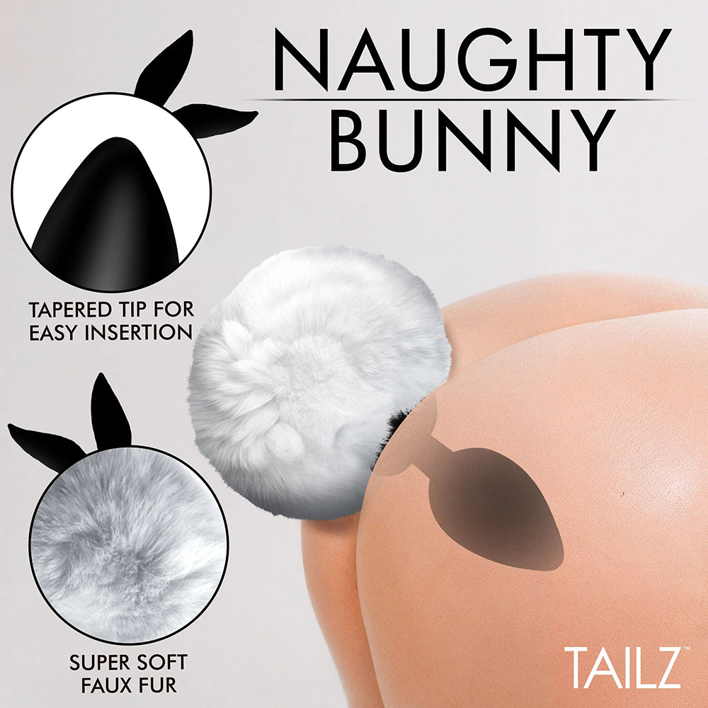 Tailz Fluffy Bunny Tail Silicone Plug White