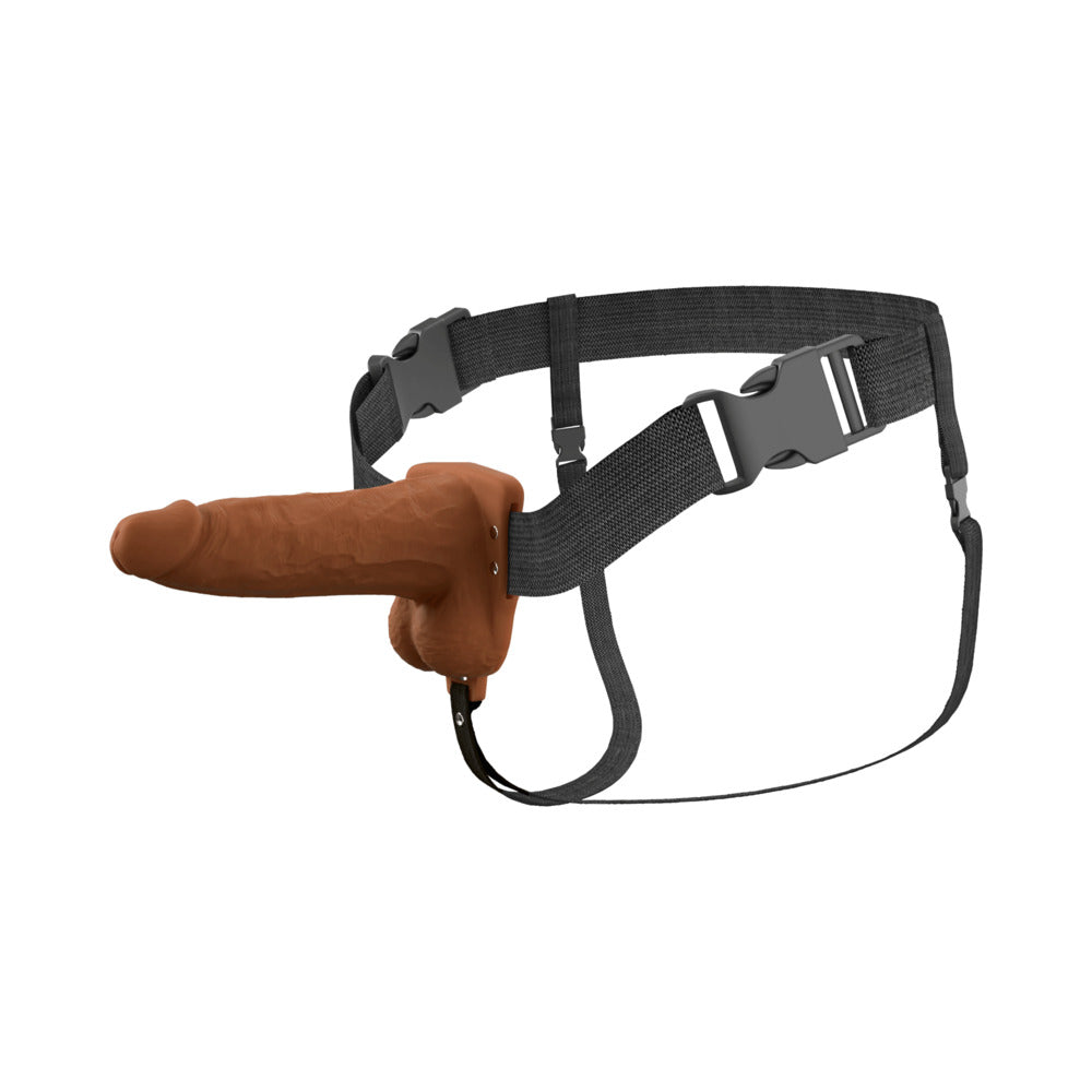Fantasy X-Tensions Elite Vibrating Hollow Silicone Strap-On 6 in. Brown