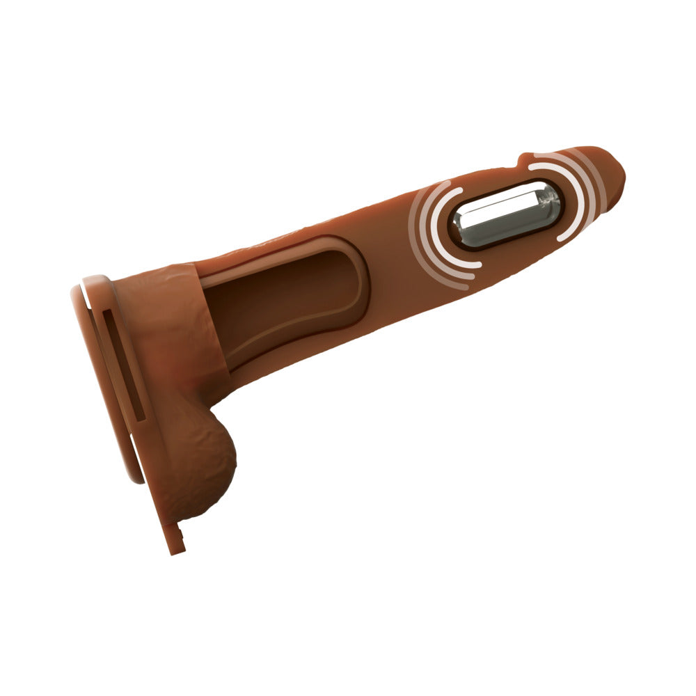 Fantasy X-Tensions Elite Vibrating Hollow Silicone Strap-On 7 in. Brown