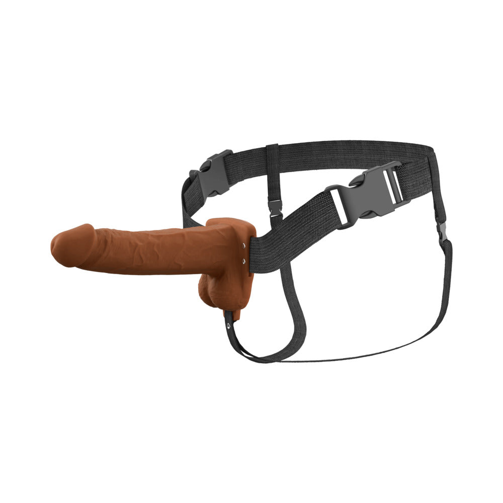 Fantasy X-Tensions Elite Vibrating Hollow Silicone Strap-On 7 in. Brown