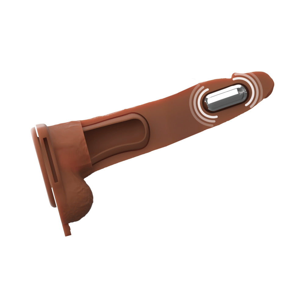 Fantasy X-Tensions Elite Vibrating Hollow Silicone Strap-On 8 in. Brown