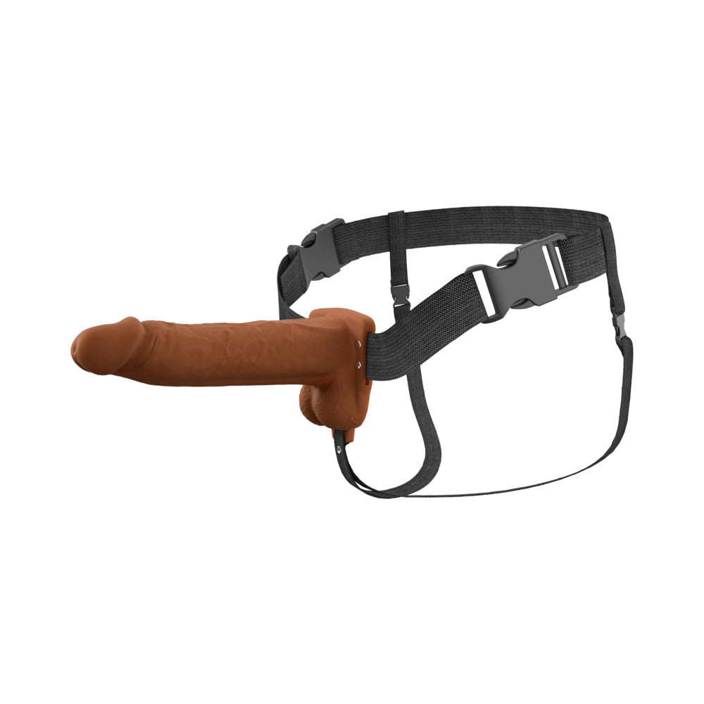 Fantasy X-Tensions Elite Vibrating Hollow Silicone Strap-On 8 in. Brown