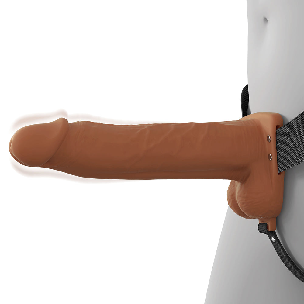 Fantasy X-Tensions Elite Vibrating Hollow Silicone Strap-On 8 in. Brown