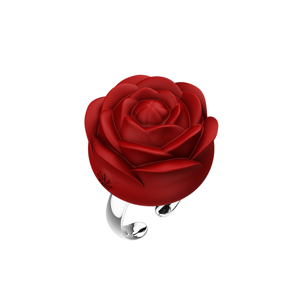 The Pleasure Company Fiore Rose Ring Vibrator Red